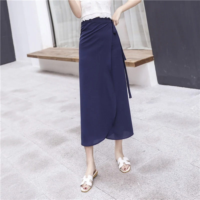 Solid chiffon navy blue