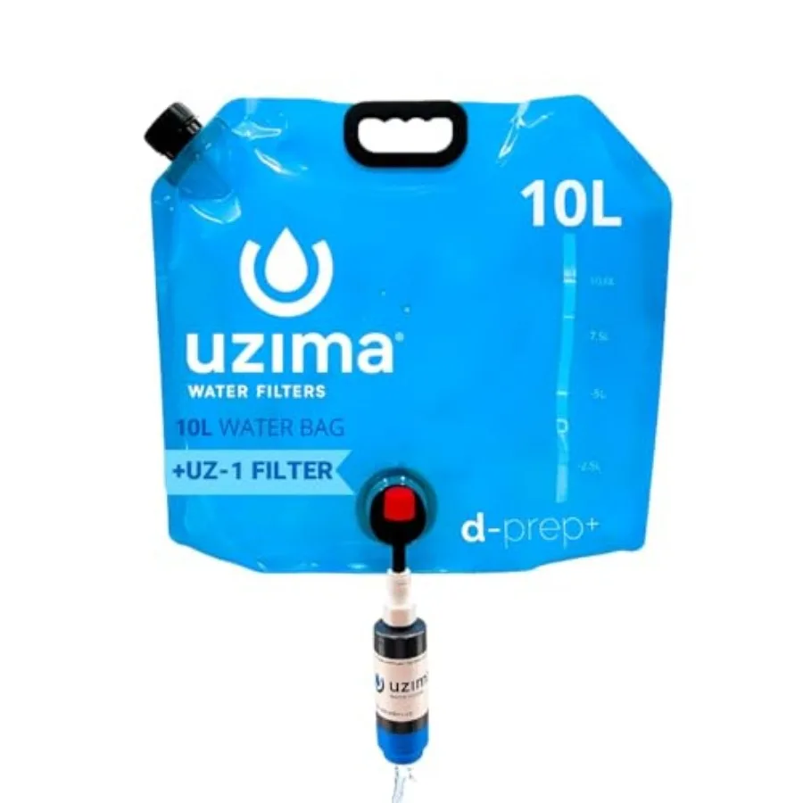 

D-Prep Plus Emergency Water Filtration and Storage System 10L Collapsible Gravity Water Storage Container with UZ-1 Filter for