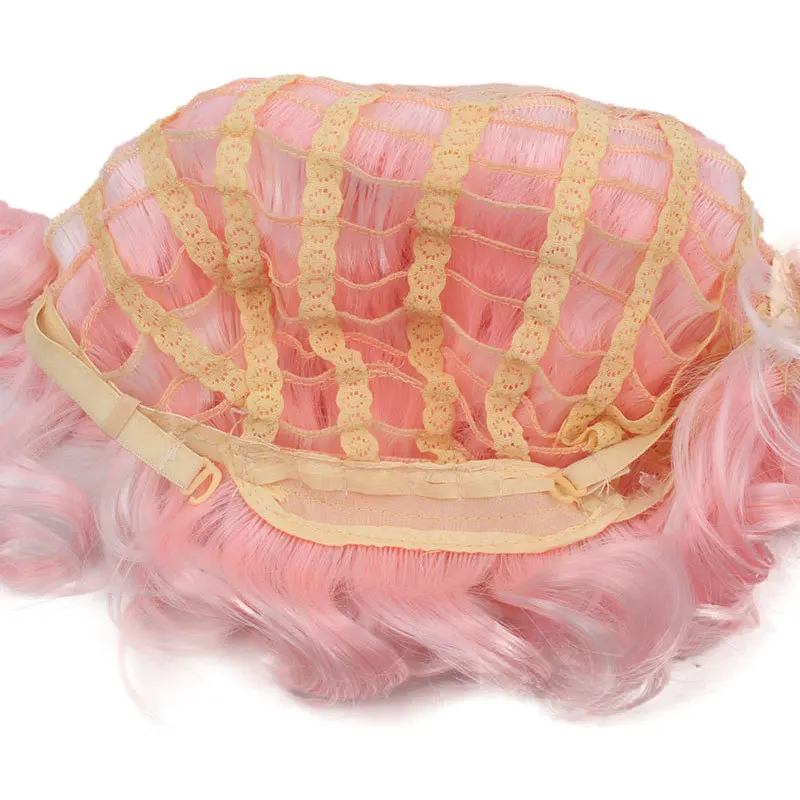 شعر مستعار ياباني على طراز هاراجوكو لطيف للغاية، شعر مستعار مجعد وردي