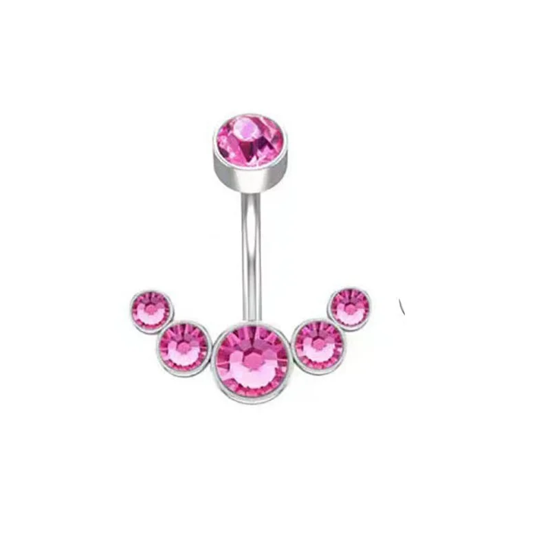 Roestvrijstalen Hartvormige Punctie Sieraden Ingelegd Zirkoon Vlinder Navel Ring Roze Knoop Voor Vrouwen Mode Accessoires