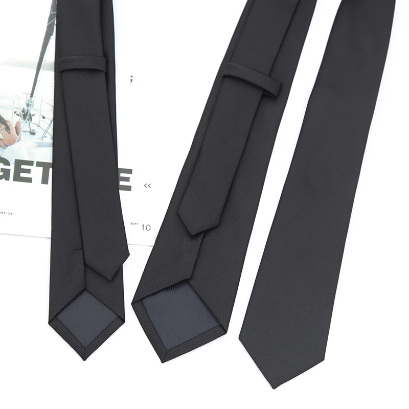 6cm, 7cm, 8cm Luxuriöse Schwarze Krawatten für Herren Einfarbige Jacquard-Krawatte Täglicher Gebrauch Business-Krawatte Bräutigam Hochzeit Party Accessoires – Detail 3