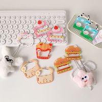 Cute Hamburger Keychain Holder Fries Acrylic Key Decoration Carabiner Sweet Girl Toon Bag Charm Hanging Buckle