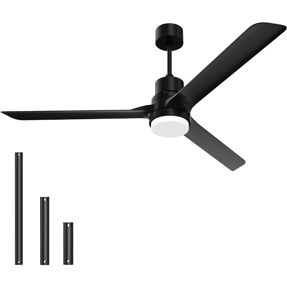 Black ceiling fan with light and remote control, outdoor ceiling fan with 52 inch modern ceiling fan, used for bedrooms