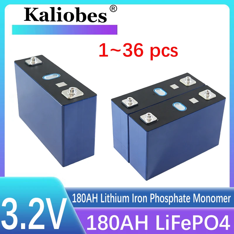 LiFePO4 Battery Cell 3.2V 180Ah DIY 12V 24V 48V Pack for EV Scooter Solar Inverter, High Capacity 180Ah