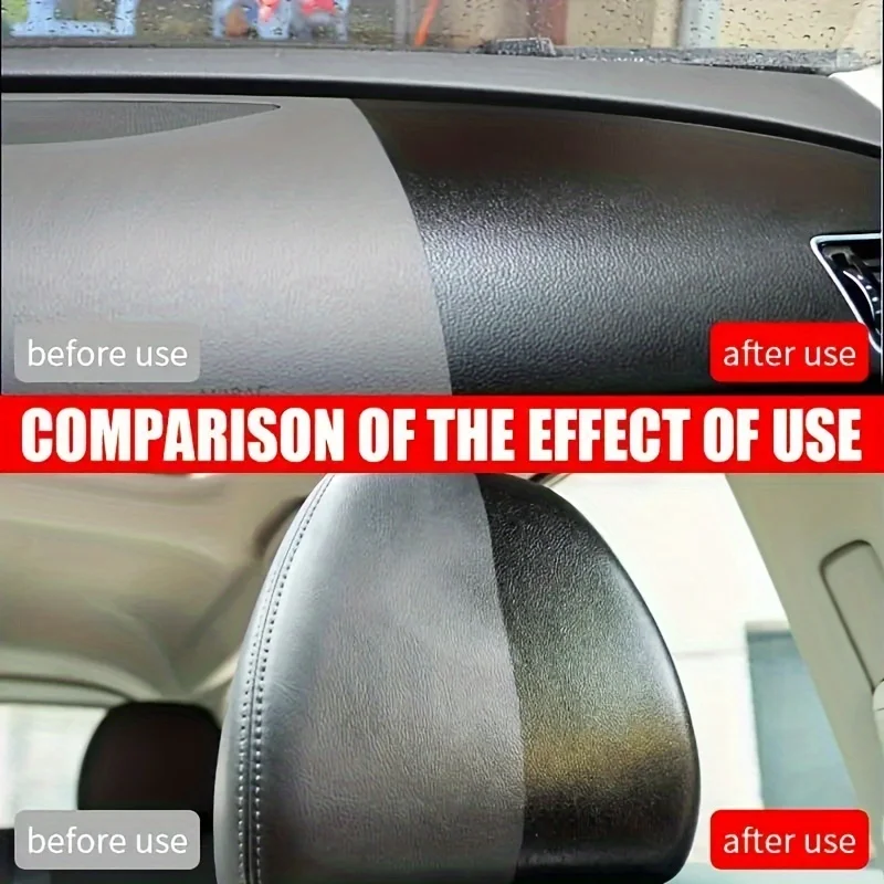 Car Interior Updated Wax and Sponge - Plastic Recovery Agent, Seat Maintenance Paint Soft Wax Suitable for Pu Leather and Tire S