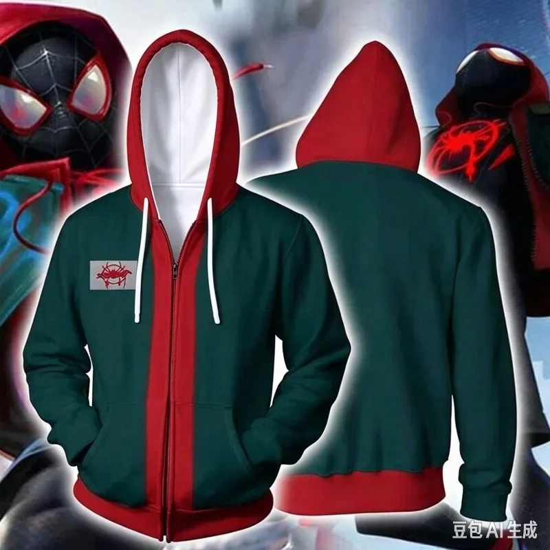 Family Matching Zip Up Hoodie Jacket Spiderweb Miles Gwen Venom 3D Print  Cosplay Hooded Sweatshirt Halloween Party Streetwear