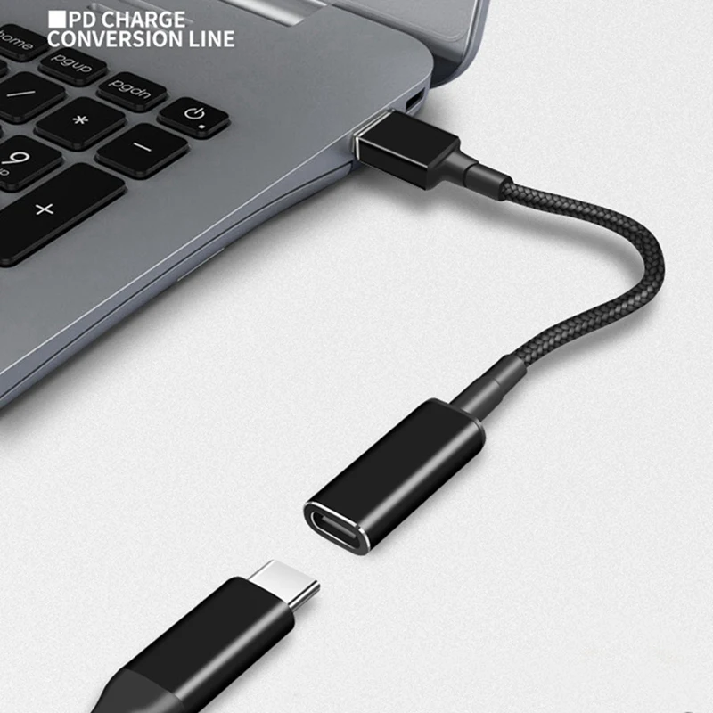 USB Tipo C Fêmea para Conversor de Plugue Quadrado, Adaptador de Alimentação DC para Laptop, Conector para Lenovo Thinkpad, 100W