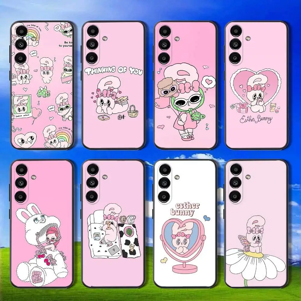 

Cute E-Esther B-Bunny Phone Case For Samsung Galaxy A13,A21s,A22,A31,A32,A52,A53,A71,A80,Soft Black Shell