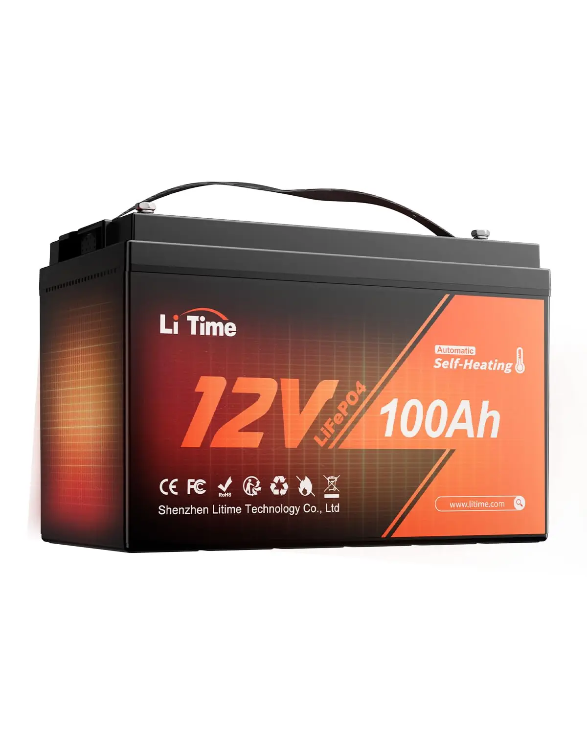 

12V 100Ah Self-Heating LiFePO4 Lithium Battery with 100A BMS Low Temperature Protection, 1280W Load Power with, Customized