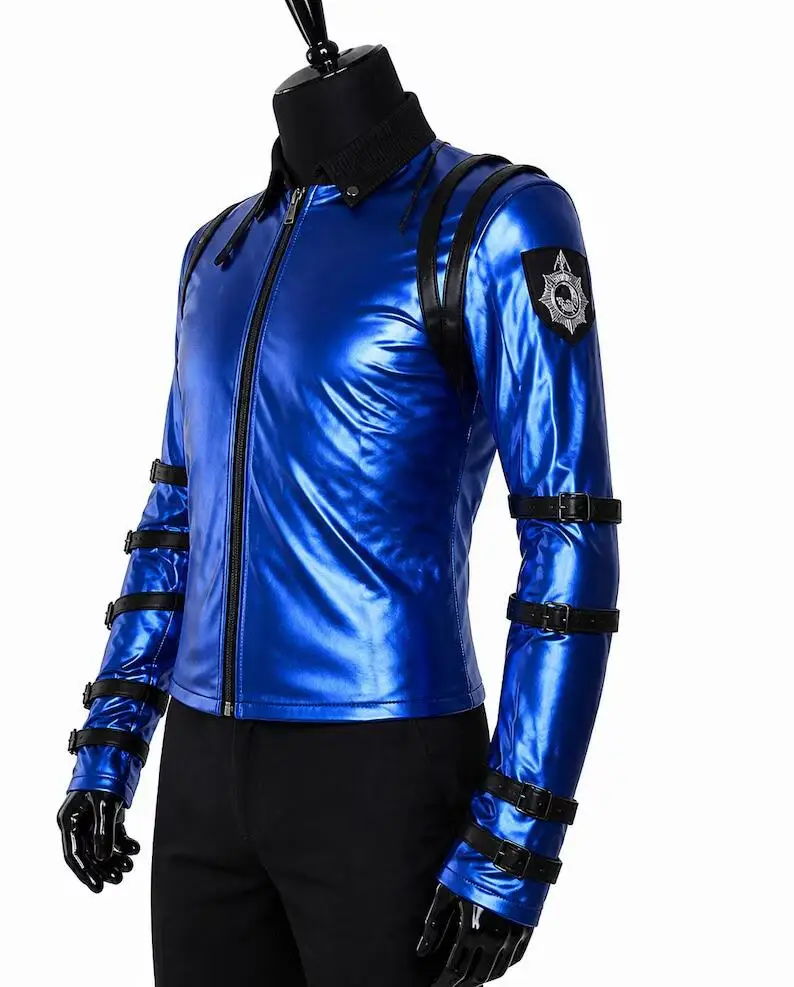 Famous Rock Star Cosplay Costume Red/Blue Jacket  Halloween Stage Singer Performance Coat - view 2