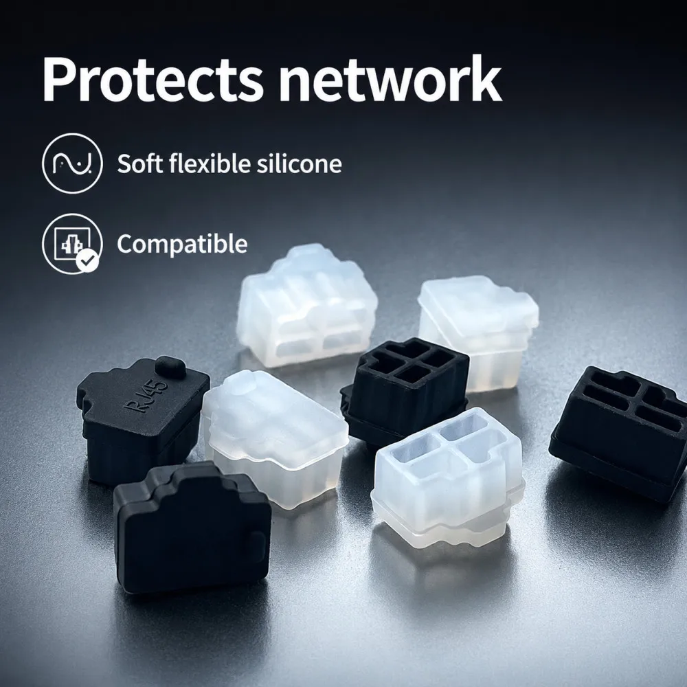 RJ45 Dustplugs Ethernet Hub Port RJ45 Anti Dust Cover Cap Protector Plug Silicone Stopper for Computer Router Switch Female Port