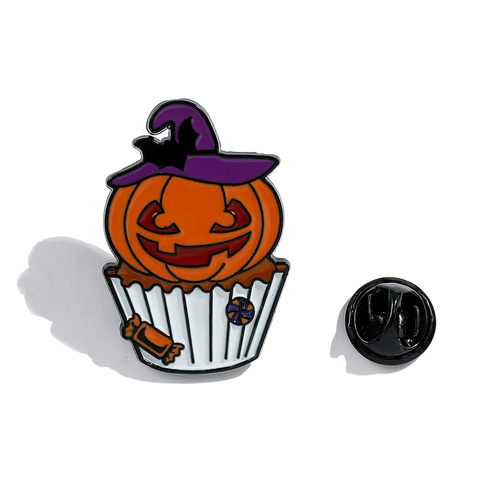 Halloween Pumpkin Cupcake Enamel Pin Funny Witch Frog Badge for Women Clothes Bag Hat Brooches Cartoon Pins Jewelry Gift for Kid