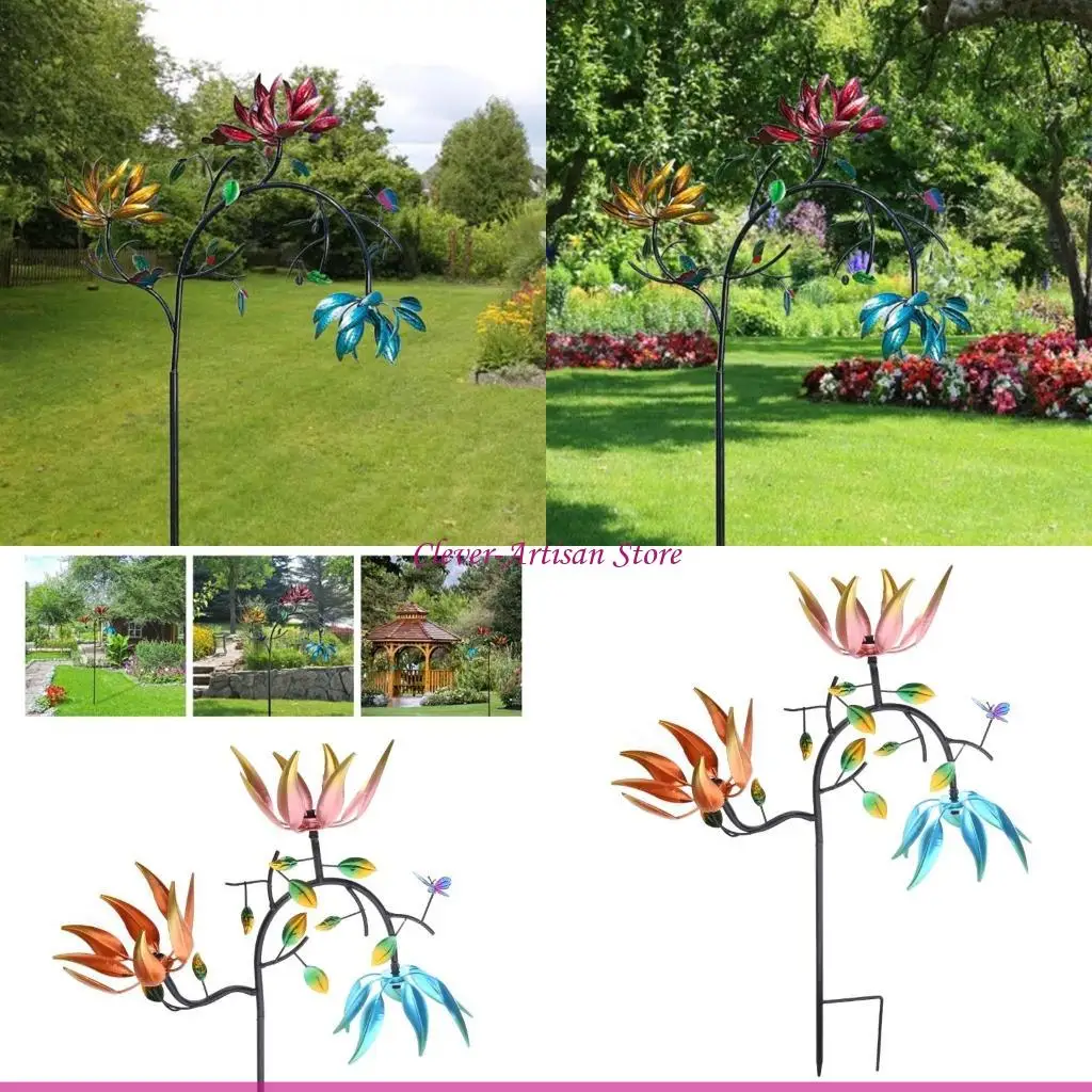 

E06B Большая скульптура-вертушка с вращающимися цветочными бабочками 18x7x49 дюймов