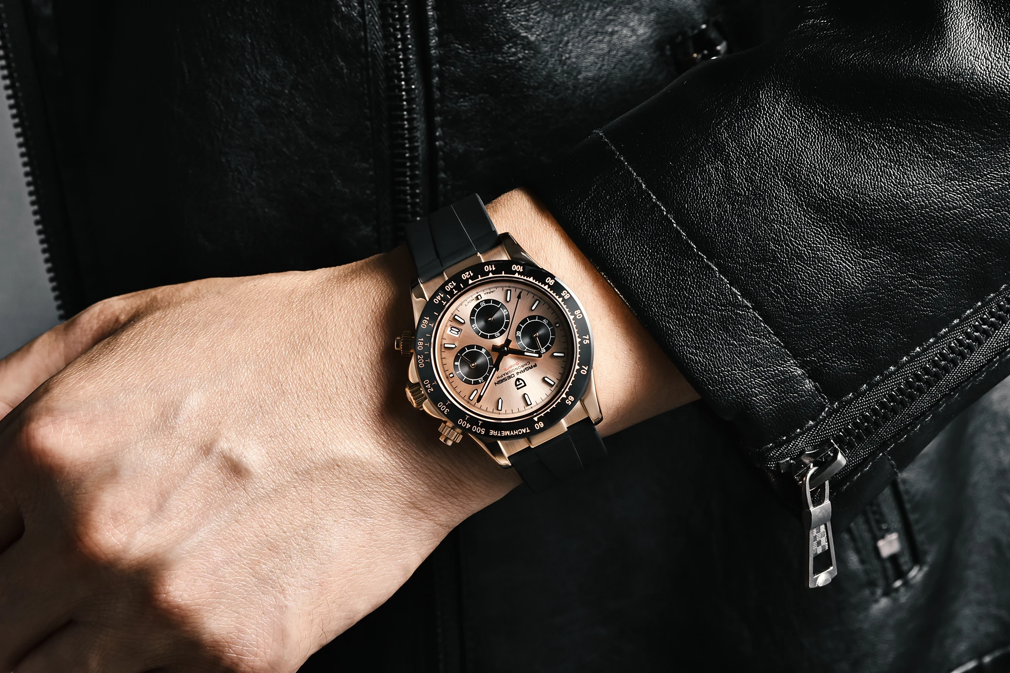 PAGANI DESIGN New Gold Blue Luxury Quartz Watch For Men Gift Box VK63 Movt Chronograph Sapphire Crystal Stainless Steel Watch