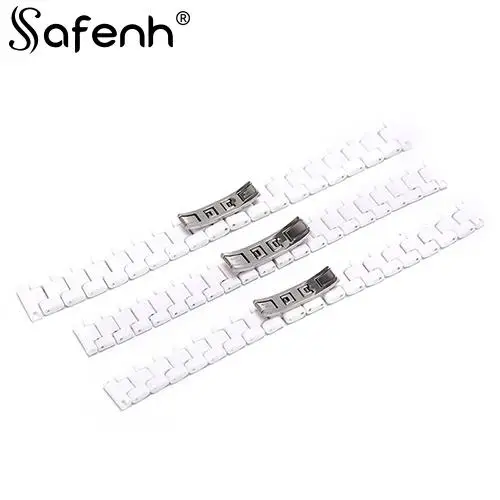 1pcs Wristband Ceramic 14mm 18mm Ceramic Watchband White Black Watch Band Strap Butterfly Buckle For Diamond Wristband Men Women