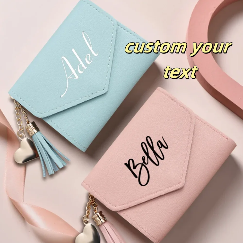 

Customized Personalized Text Tassel Pendant Women's Wallet Waterproof Custom Luxury Fashion High Quality Little Girl Coin Purse