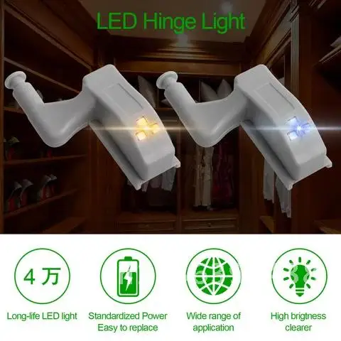 20pcs/10pcs Cupboard Inner Hinge Lamp Universal LED Under Cabinet Light Closet Wardrobe Sensor Light Home Kitchen Night Lights