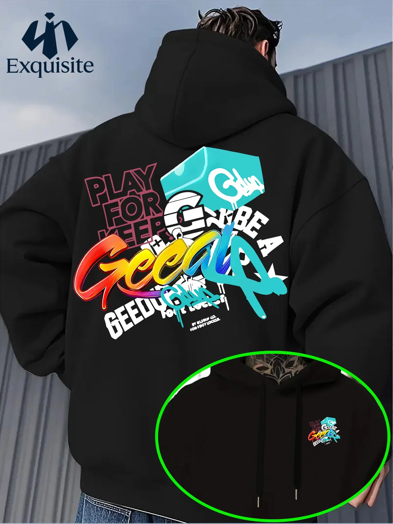 Multi Layer Graffiti Lettering Rainbow Gradient 3D All Over Print Hoodie Men Women Streetwear