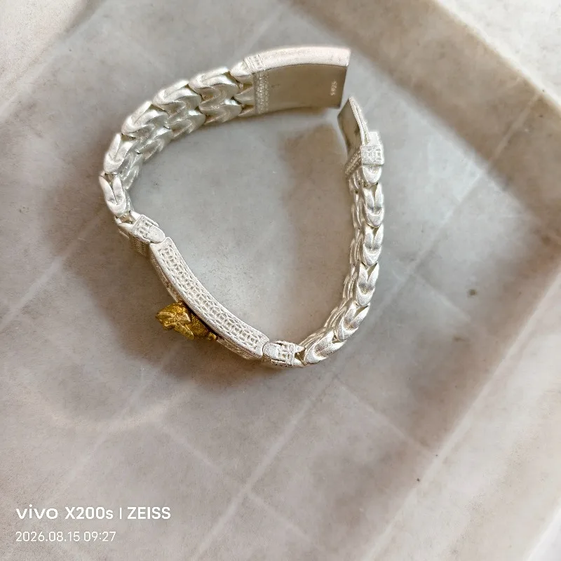 Men Retro Tibetan Silver Pi Xiu Bracelet Thai Silver Craft Fortune Trans‑luck Vintage Fashion Wrist Accessory