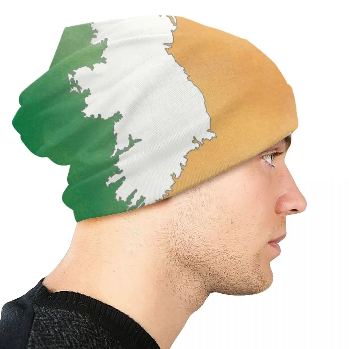 Retro Ireland Map In Irish Flag Bonnet Hats Cool Knitted Hat For Women Men Autumn Winter Warm Patriotic Skullies Beanies Caps