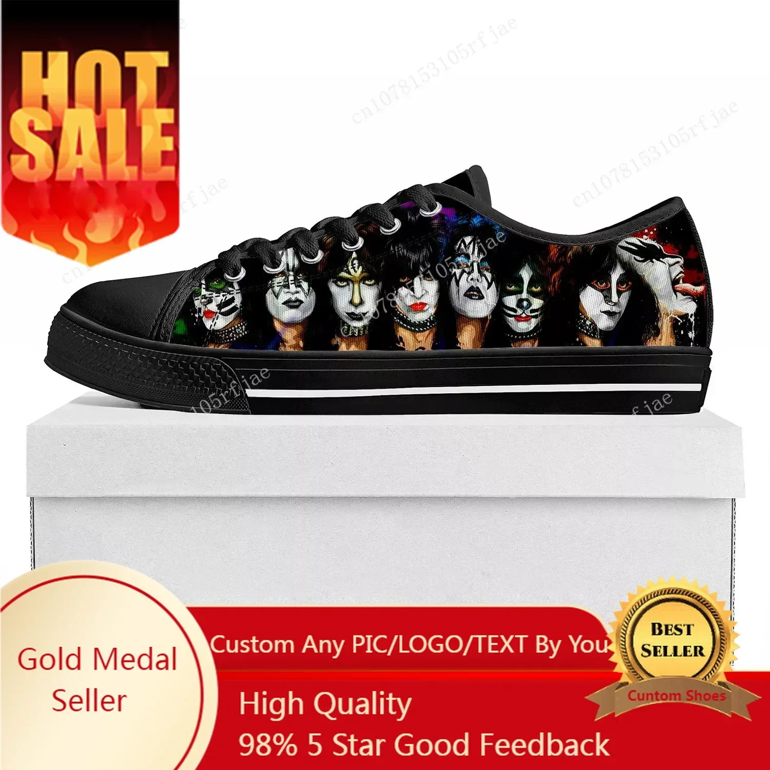 Kiss Low Top Heavy Metal Rock Band Sneakers Teenager Mens Womens  Canvas Sneaker Couple Shoes Custom Shoe