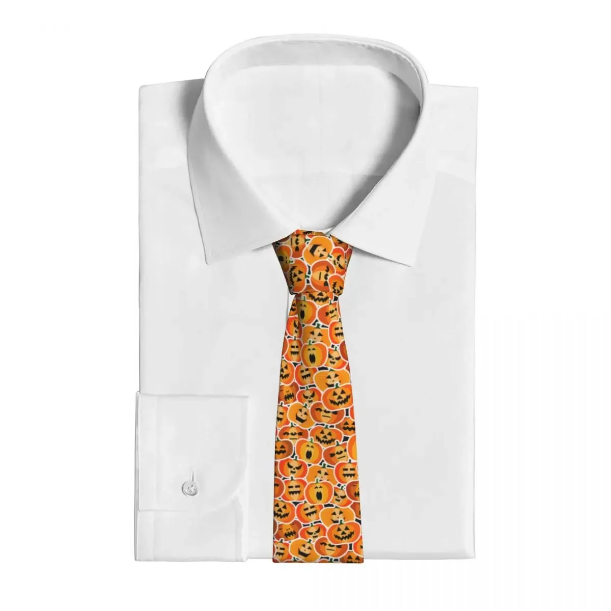 Halloween Scary Orange Pumpkins Tie Skull Ties Daily Wear Cravat Street Necktie Polyester