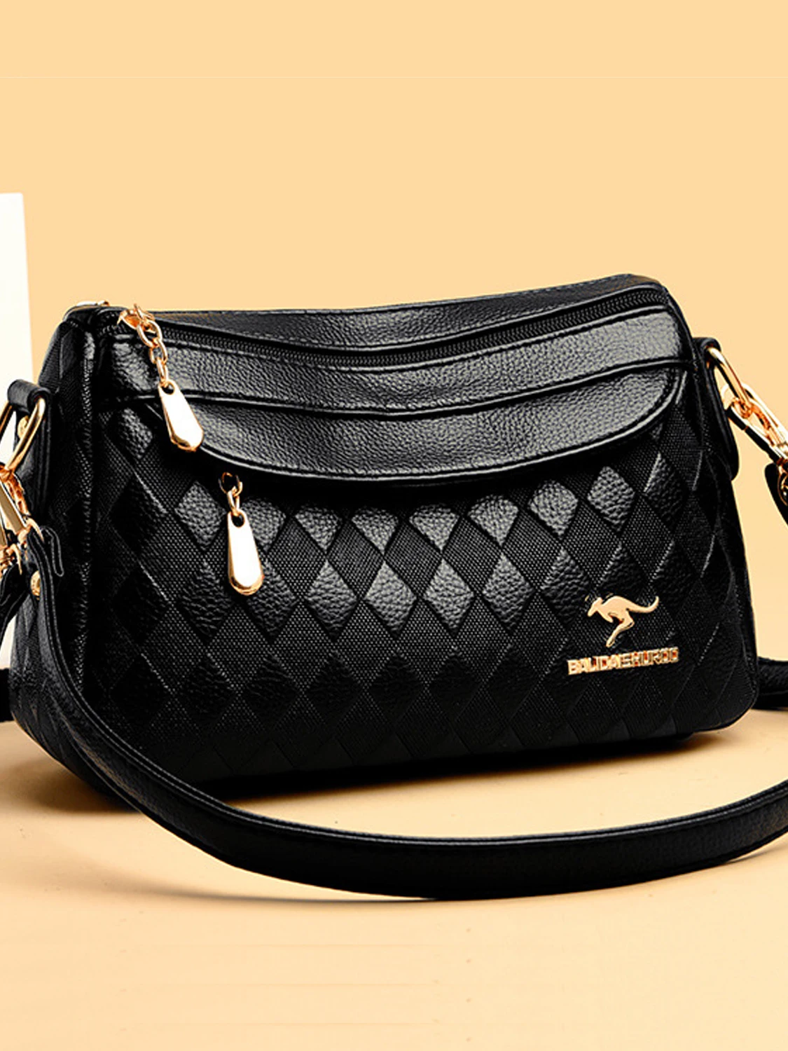 

Classic Briti Sle Leather oulder Bag for Mom Middle-Aged Women Casual Crossbody Bag Soft Squared Handbag with Zipper