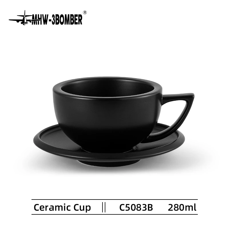 MHW-3BOMBER 280ml Tee- und Espressotassen mit Untertassen und Kaffeelöffeln Set Keramik Cappuccino Latte Art Becher Barista-Zubehör für Zuhause 3