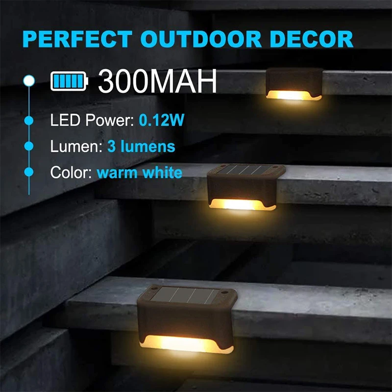 8 Pcs Solar Deck Lights Solar Step Light Outdoor Motion Led Solar Powered Stair Lights For Stairs/Garden Pathway/Fences