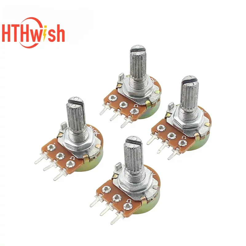 10PCS WH148 Linear Potentiometer 20mm 3pin With Nuts And Washers 1K 2K 5K 10K 20K 50K 100K 250K 1M Potentiometers Kit