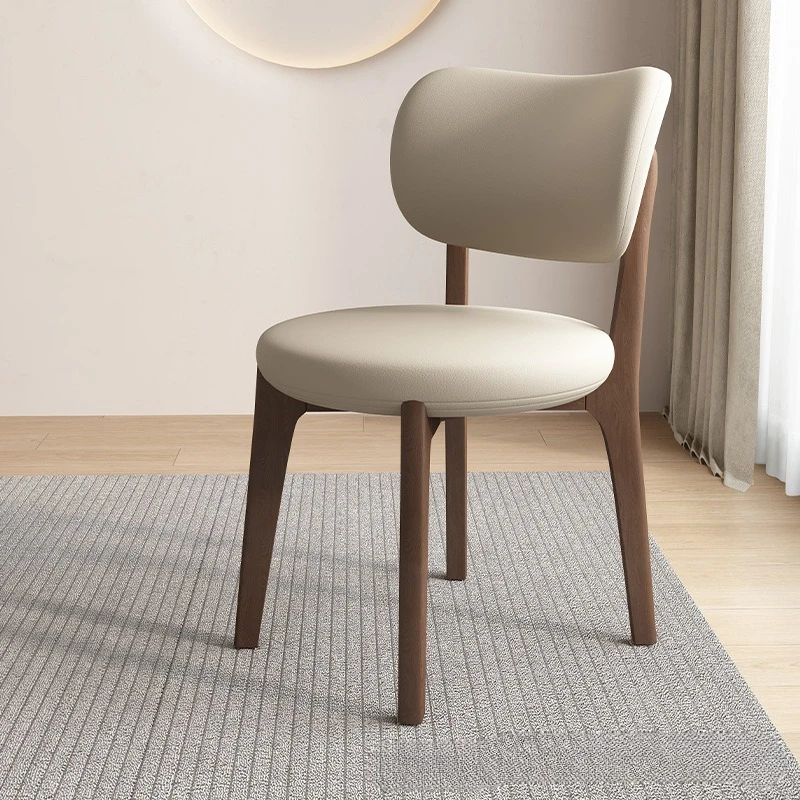 Modern minimalist solid wood dining chairs, household restaurant hotel chairs, upholstered back chairs, and sheep horn chairs