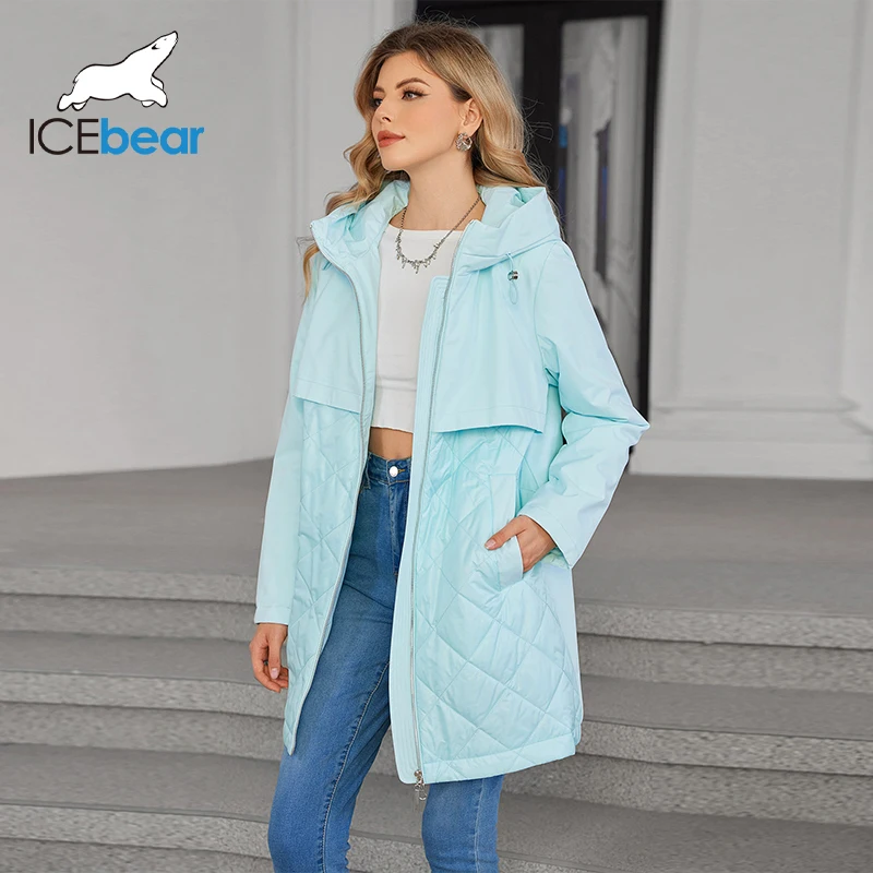 ICEbear 2024 New Women\'s Jacket Short Fashion Women\'s Spring Thin Jacket Zipper Pocket Parka High Quality Jacket GWC4531I