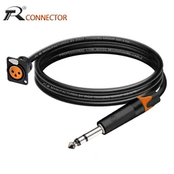 XLR Audio Extension Cable,3Pin XLR Female Panel Mount Socket to 6.35mm 1/4 Inch TS/TRS Jack Pass Through Converter Adapter Cord