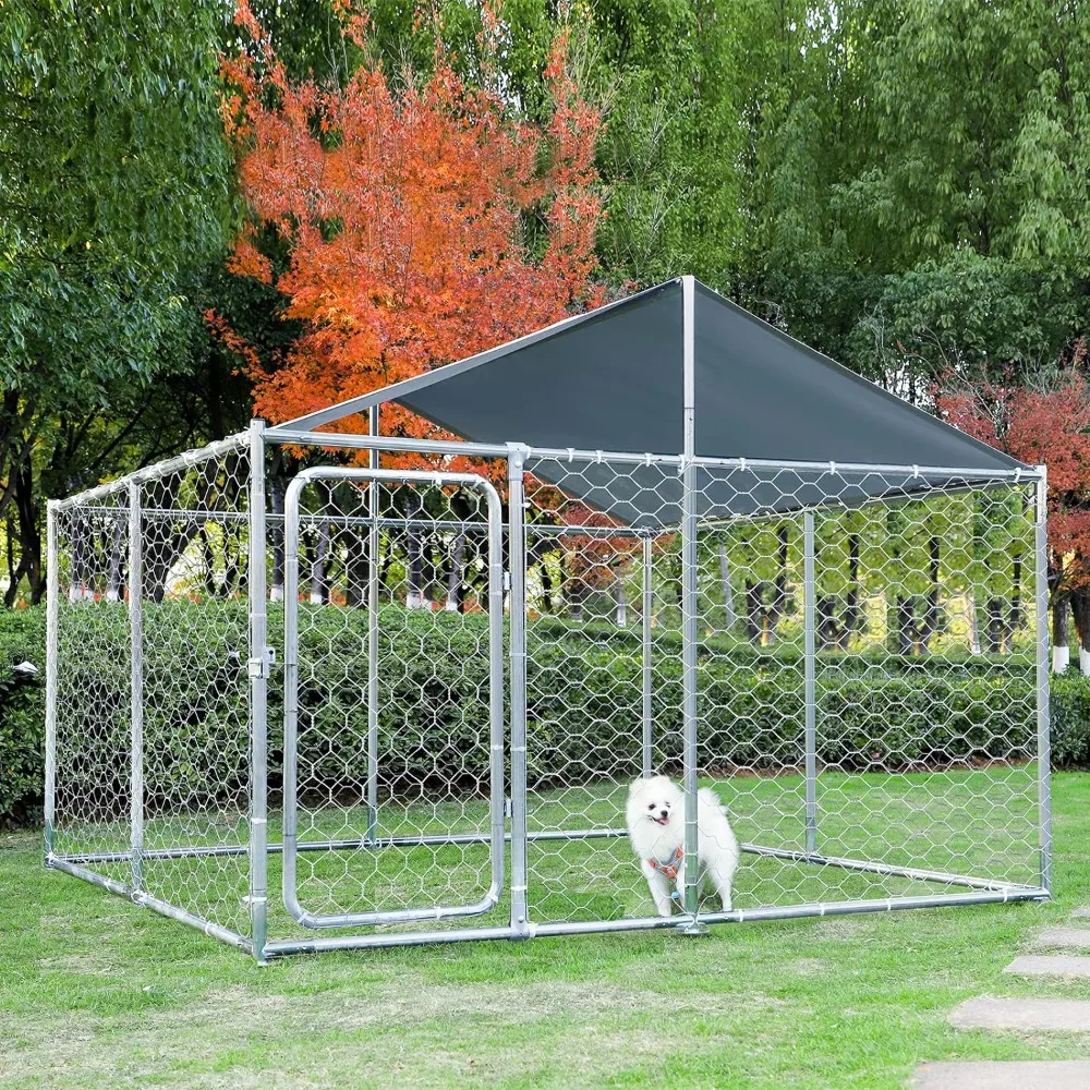 Outdoor Dog Kennels for Large Dogs with Roof Heavy Duty Metal  Enclosures for Outside Large Dog House Cage Dog Pen Fence