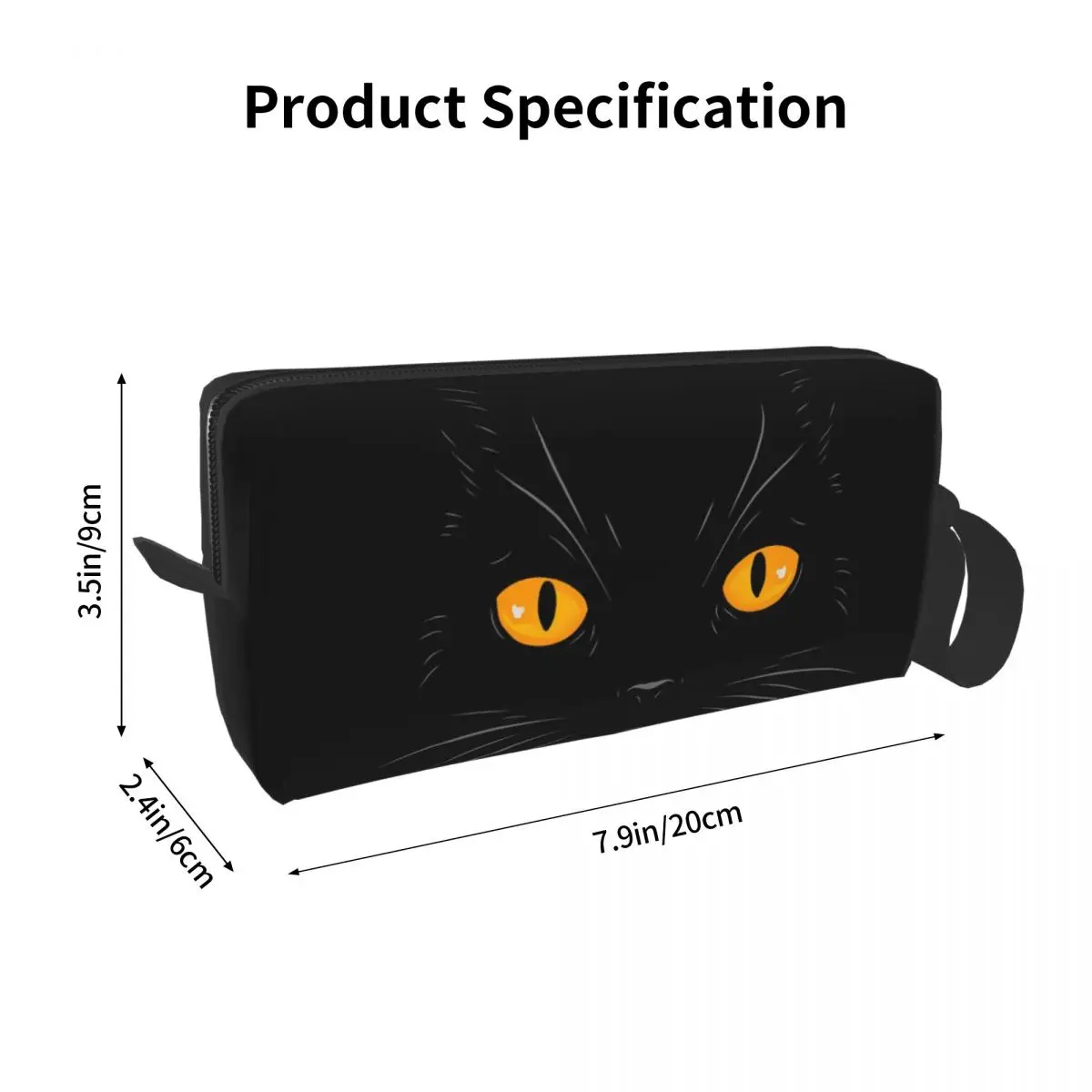 Black Cat Face And Yellow Eyes Pencil Case for Students School Pen Box Pencil Bag Stationery Supplies Travel Women Cosmetic Bag