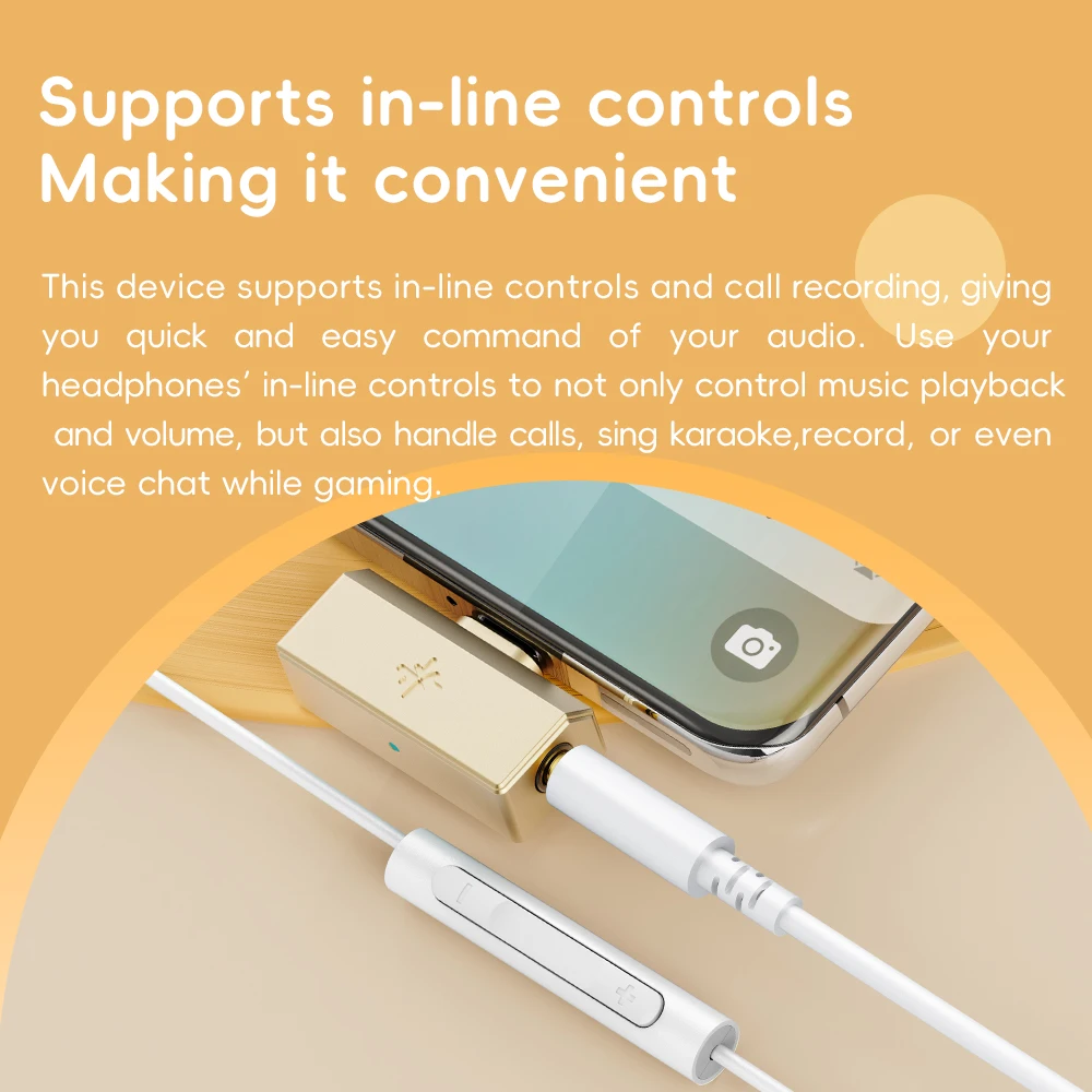 FiiO/Snowsky Tiny DAC Wzmacniacz słuchawkowy, USB DAC z wyjściem 3.5/4.4mm/Type-C, Tuning PEQ, Obsługa 384kHz/DSD256, Sterowanie w linii — zdjęcie produktu 6