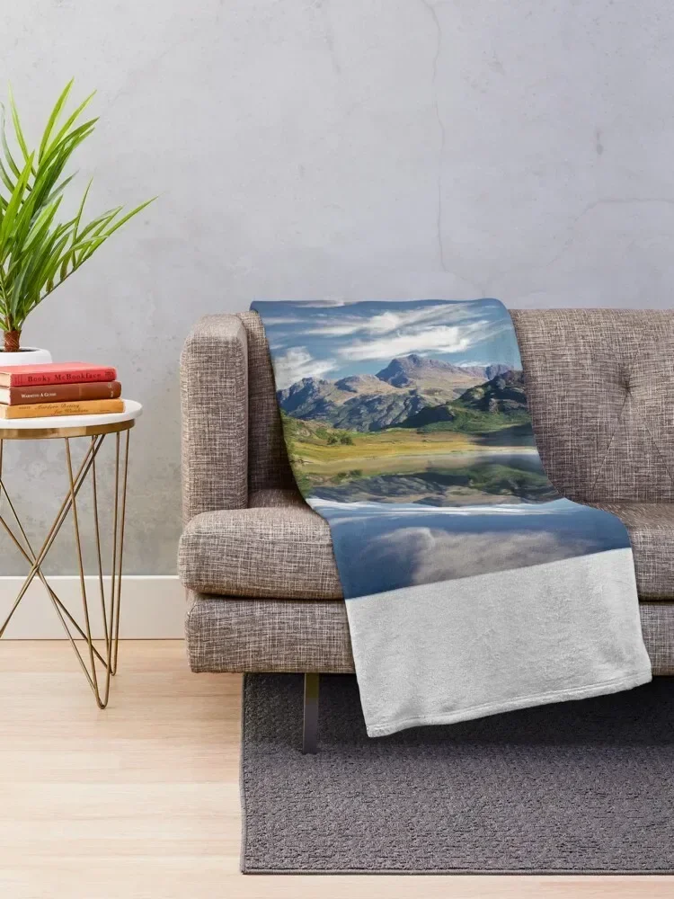 Dancing clouds above The Langdales and Blea Tarn Throw Blanket Decorative Beds Blankets For Sofas Blankets