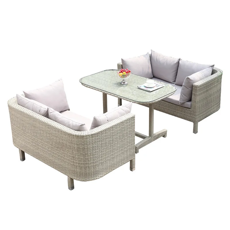 Courtyard balcony double sofa rattan open-air imitation rattan sofa y