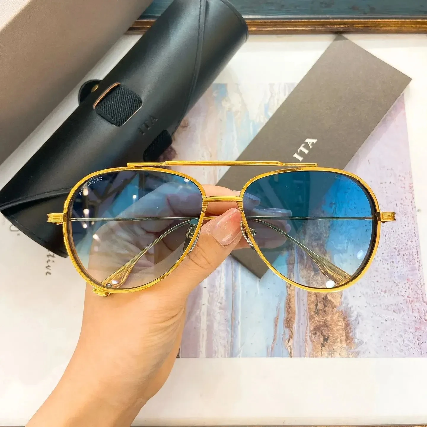 

Authentic ADITA DTS141 Premium UV400 Oval Metal Frame Men Women Sun Glasses Retro UV400 Driving Anti-Glare Male Couple Eyewear