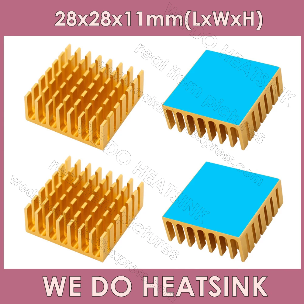 

Мы производим радиаторы 28x28x11 мм без или с термопрокладкой, желтый анодированный алюминиевый радиатор, радиатор, металлические прорезы для охлаждения