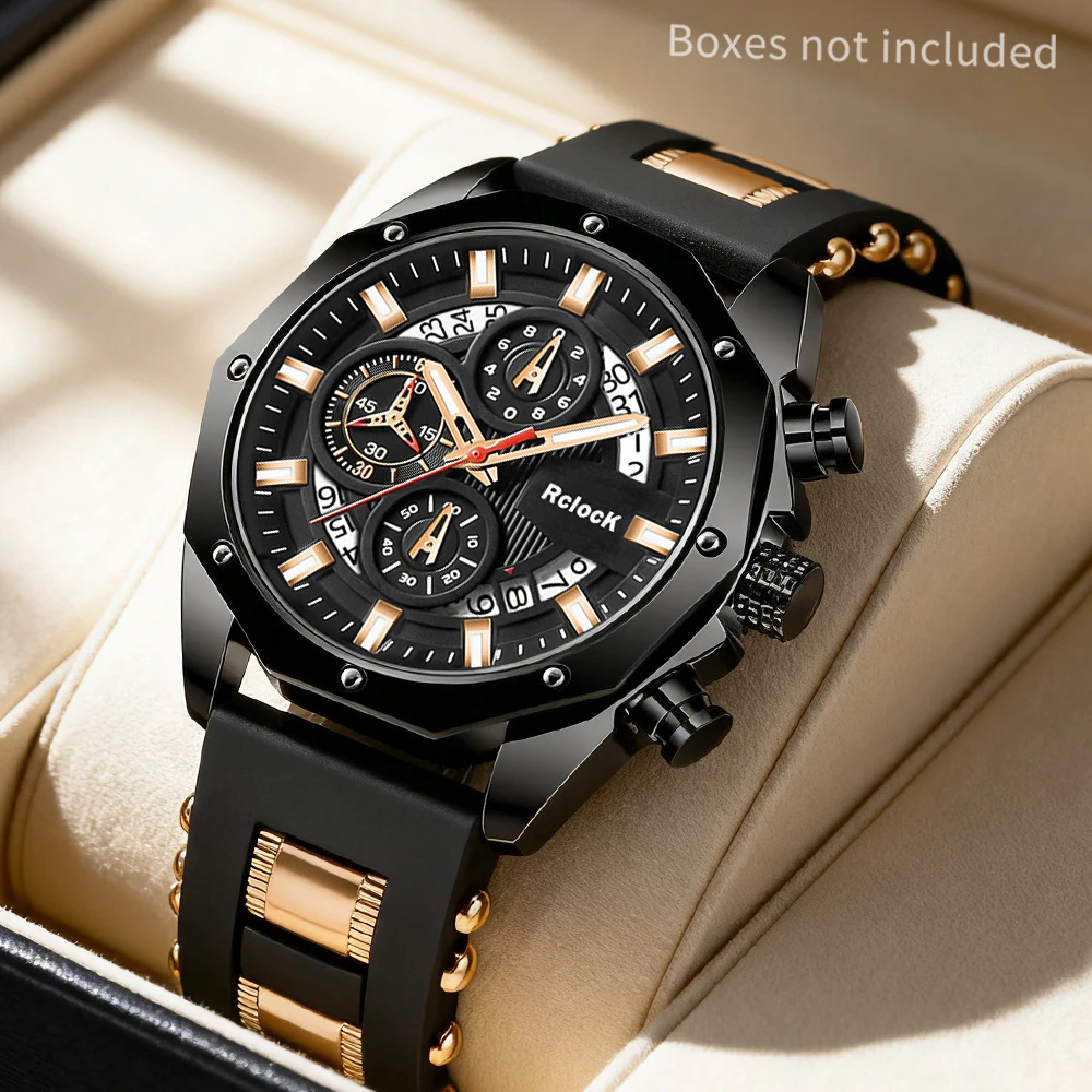 Men's Fashion Quartz Watch - Circular Calendar Dial, Silicone Strap, Simple Casual Fashion Business Style, Daily Wear Watch