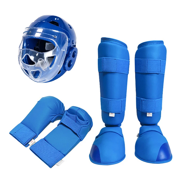 Taekwondo Karate Gloves Shin Guards Helmet Head Hand Leg Foot Protector Set Kickboxing Training Sparring Gear for Kids Adults