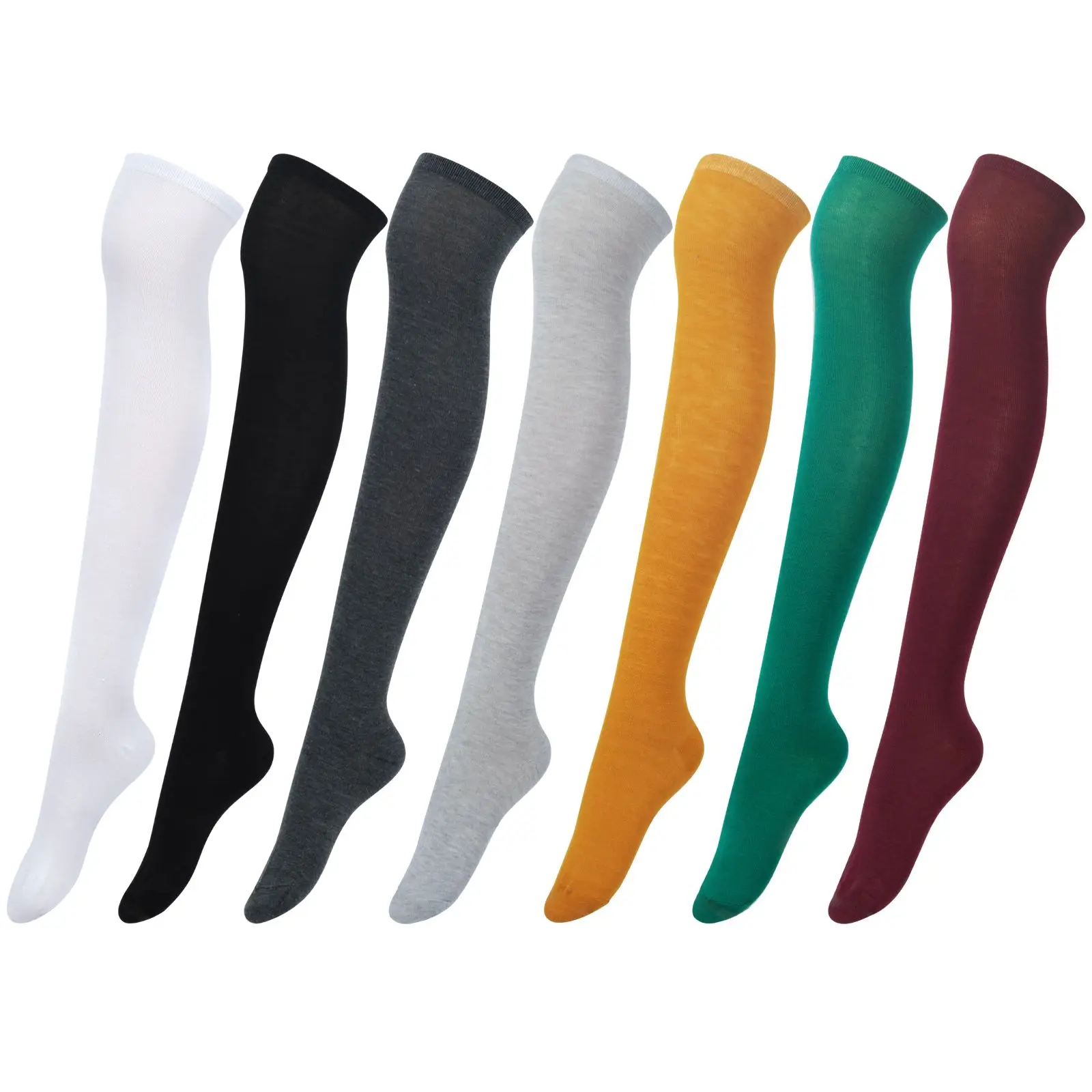 Intgoodluckycc chaussettes hautes pour femmes Kawaii mignon Lolita Sexy Goth sur le genou chaussettes longues hautes en coton