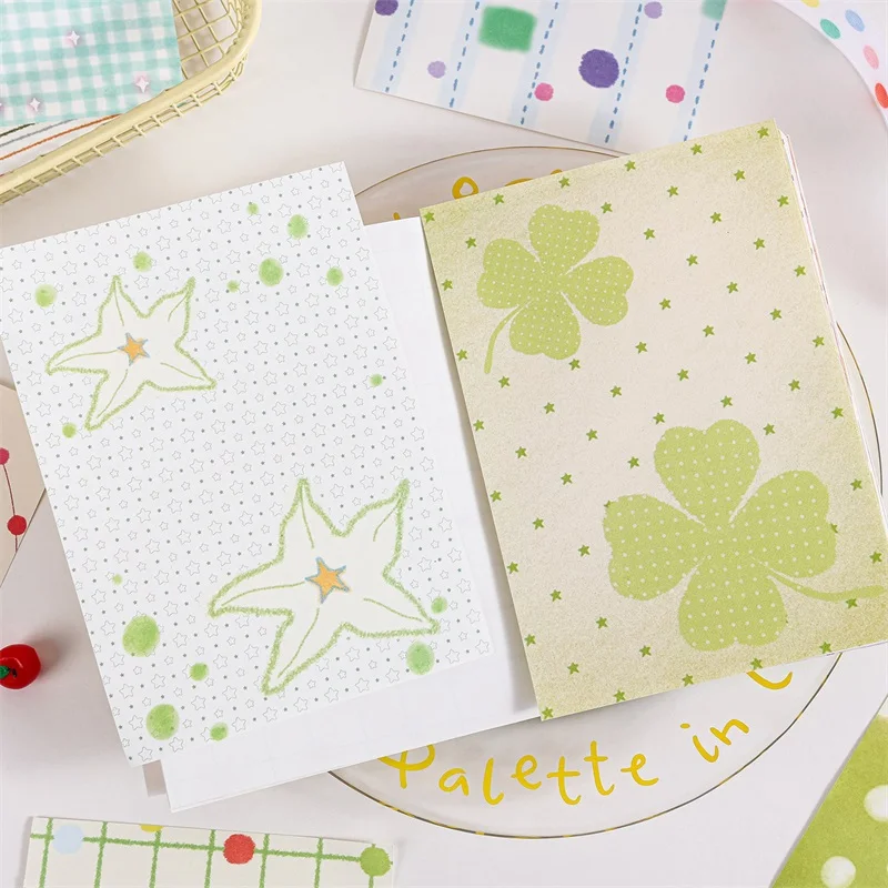100pcs Cute Pattern Double-Sided Paper, Star Polka Dot Scrapbook Paper image 6