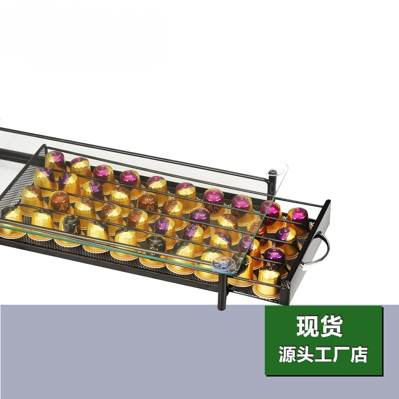 Coffee Pod Storage Holder Capsules Nespresso Originaline Storage Drawer Organizer Holder for 40 Capsule Drawer Holder Glass