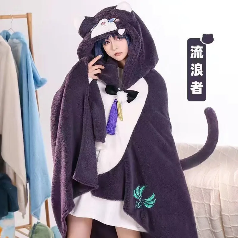 

Genshin Impact плащ для косплея Kazuha Scaramouche Wanderer Venti Hutao 105x160 см флисовое одеяло накидка костюм с капюшоном теплая пижама