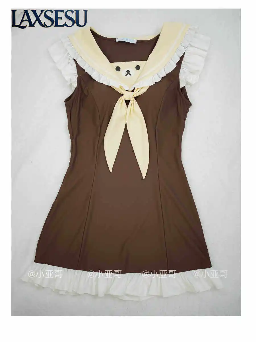Two-Piece Suits Summer Japanese Style Sweet Girl Split Swimsuit Sailor Collar Summer Swimswear Quick Drying Swim Suits for Women