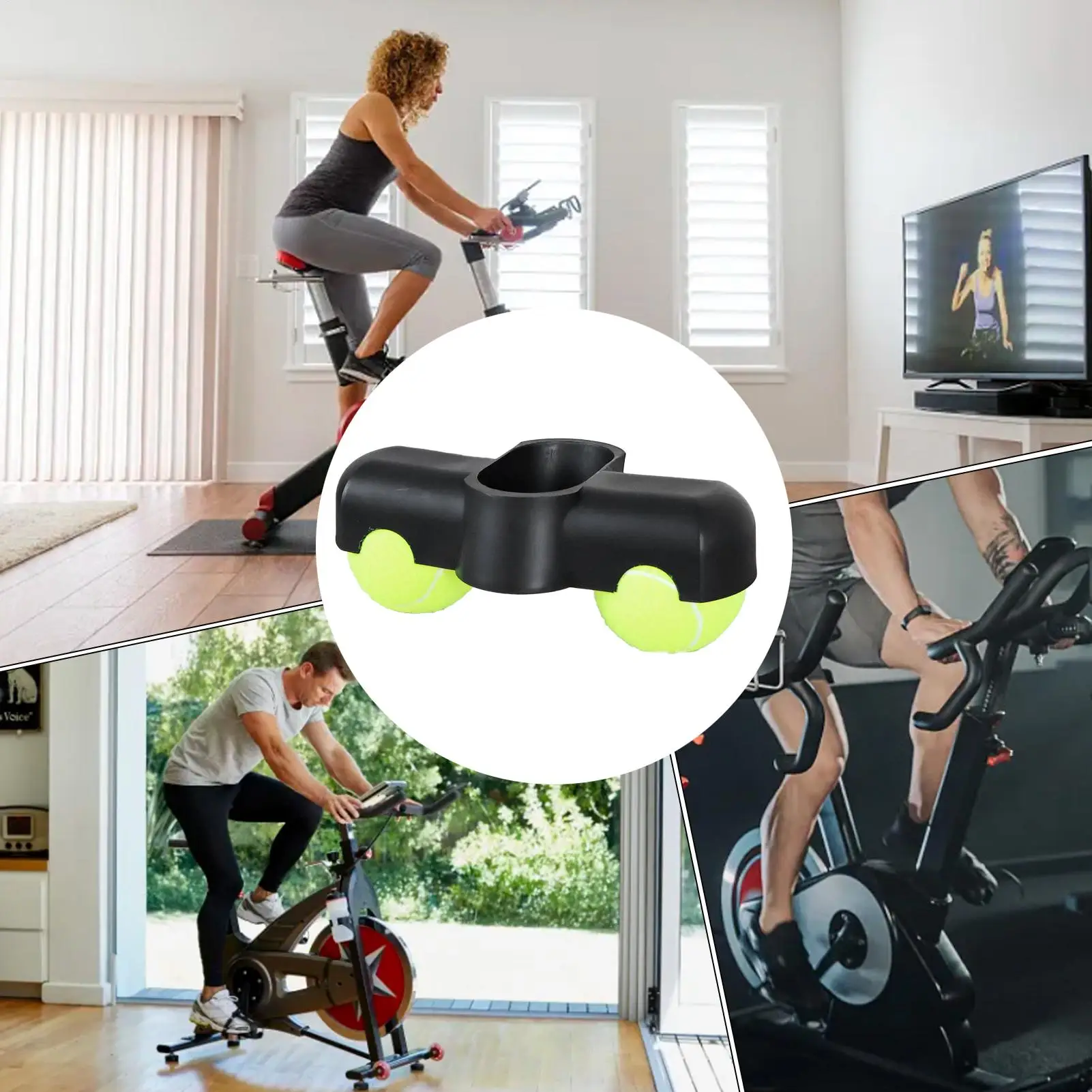 Tennis Ball Bike Rocker Feet Anti-Friction Cycling Accessories With 2 Tennis Balls for Indoor Trainer, Universal for Men Women