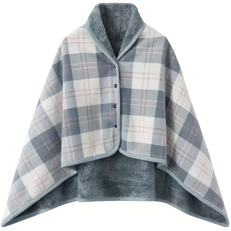 Thick Plaid Fleece Blanket Wrap Shawl, Oversized Warm Cozy Throw for Maternity Nap, Couch Bed Travel, Soft Lightweight Versatile