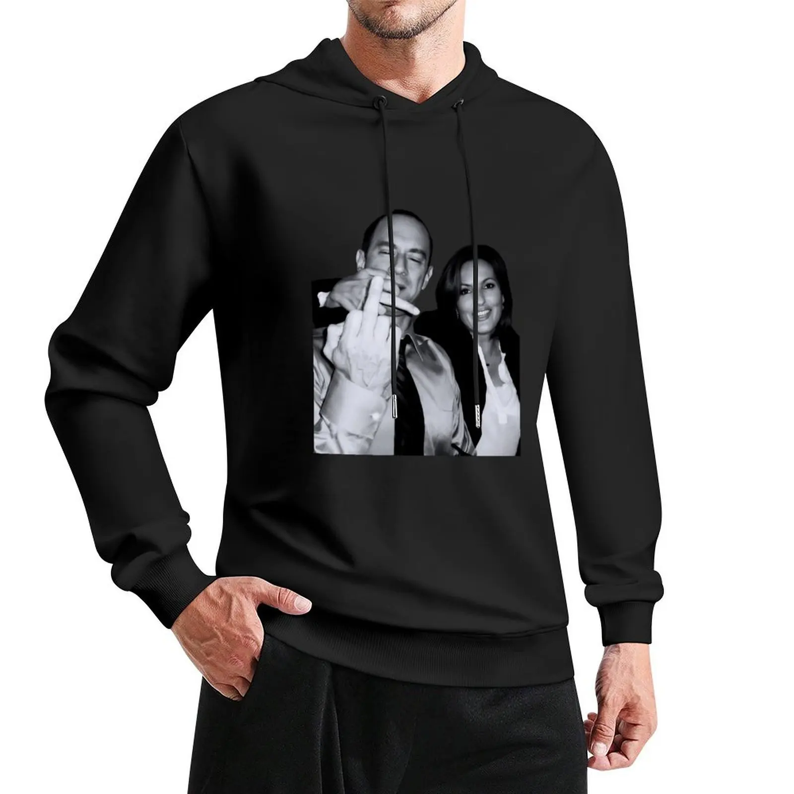 Elliot Stabler And Olivia Benson Actors and musicians giving the middle finger meme Pullover Hoodie